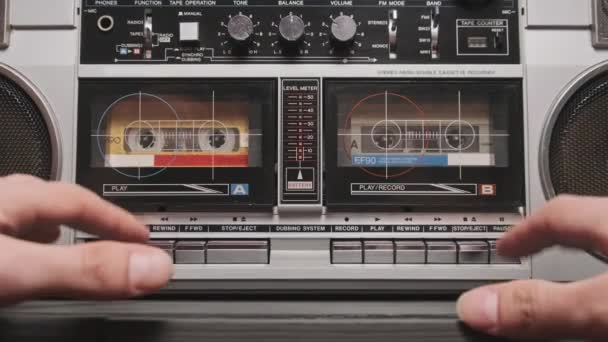 Musique Lecteur Boombox Vintage Son Analogique Une Vieille Cassette Audio — Video