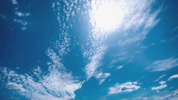 Cirrusmoln Rör Sig Den Blå Himlen Tillsammans Med Solen Timelapse — Stockvideo