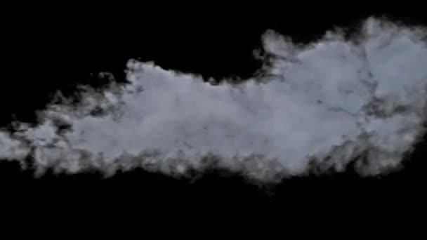 スローモーションでアルファチャンネル付きの白煙 爆発スチーム 煙や蒸気の雲が上昇する フローティングフォグ 本物の大気効果 煙の質の抽象粒子 透明な背景 — ストック動画