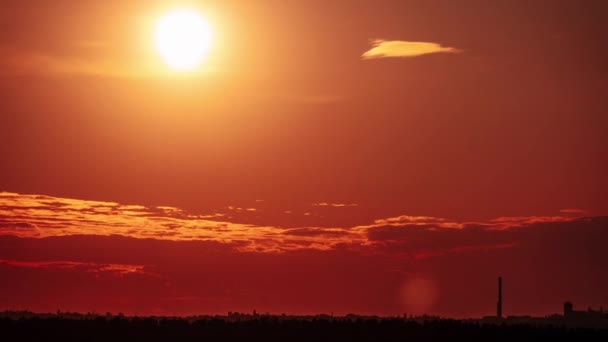Timelapse Pôr Sol Impressionante Movendo Para Baixo Céu Laranja Com — Vídeo de Stock