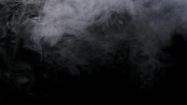Реактивный Поток Дыма Пара Черном Фоне Замедленной Съемке Взрывной Пар — стоковое видео