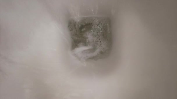 Flushing Toilet Slow Motion Close View Spinning Water Toilet Modern — Stock Video