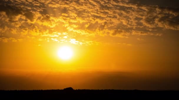 Zeitraffer Atemberaubender Sonnenuntergang Orangefarbenem Himmel Mit Wolken Die Leuchtend Orangefarbene — Stockvideo