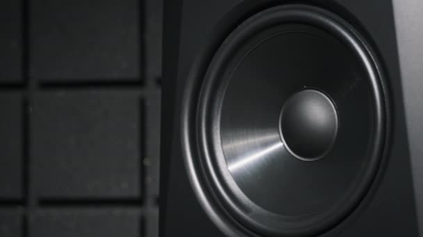 Stúdió Basszus Hangszóró Vibrál Hangos Zene Egy Stúdió Közelkép Modern — Stock videók