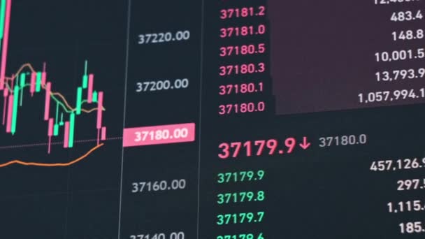 Graf Obchodování Bitcoiny Kryptografické Burze Vývojem Cen Graf Výměny Kryptoměn — Stock video