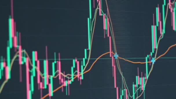 Торговля Биткойнами Эволюцией Цен Диаграмма Обмена Криптовалют Онлайн График Фондового — стоковое видео