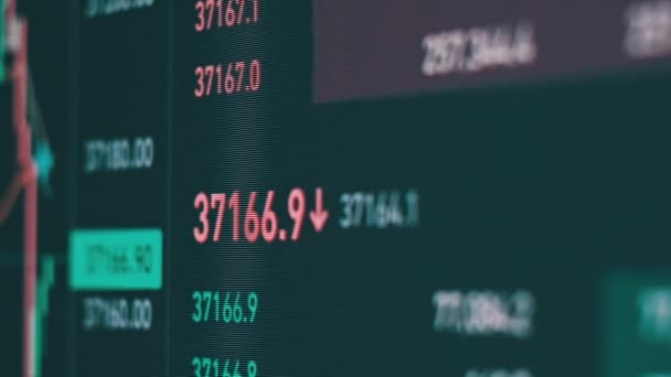 Grafico Scambio Criptovaluta Trading Bitcoin Con Evoluzione Dei Prezzi Grafico — Video Stock