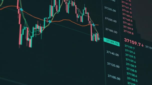 Gráfico Câmbio Criptomoeda Negociação Bitcoin Com Evolução Dos Preços Gráfico — Vídeo de Stock