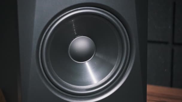 Altavoz Monitor Estudio Vibra Música Bajo Estudio Grabación Cerca Membrana — Vídeos de Stock