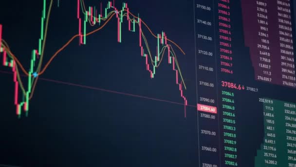 Timelapse Bitcoin Obchodování Vývojem Cen Graf Výměny Kryptoměn Online Btc — Stock video