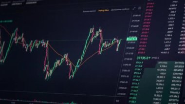 Kripto Döviz Çizelgesini Zamanlandır. Fiyat evrimi ile Bitcoin ticareti. BTC borsa grafiği. Ekranda şifreli işlem grafiği var. Finans arka planı Bitcoin fiyat değişikliği. Grafik taşınıyor