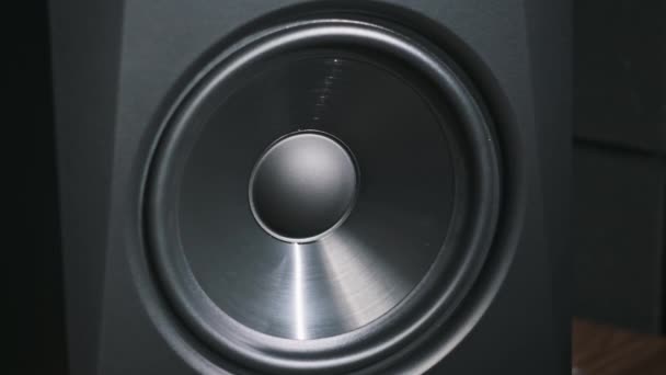 Altavoz Monitor Estudio Vibra Música Bajo Estudio Grabación Cerca Membrana — Vídeos de Stock