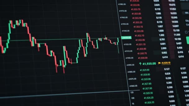 Gráfico Negociação Bitcoin Troca Criptografia Com Evolução Dos Preços Criptomoeda — Vídeo de Stock