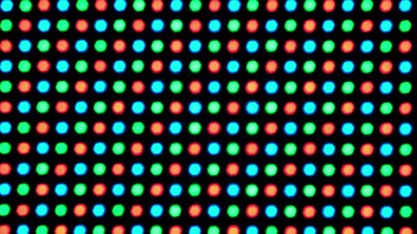 Mehrfarbiger Hintergrund Aus Leuchtenden Rgb Led Leuchten Mit Unterschiedlichen Effekten — Stockvideo