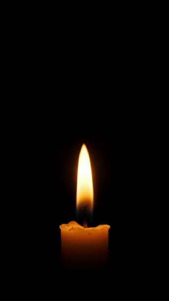 Vertical Candle Burns Green Background Candle Flame Chroma Key Copy — Stock Video