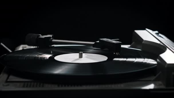 Disque Vinyle Tourne Dans Platine Vintage Aiguille Touche Vinyle Main — Video