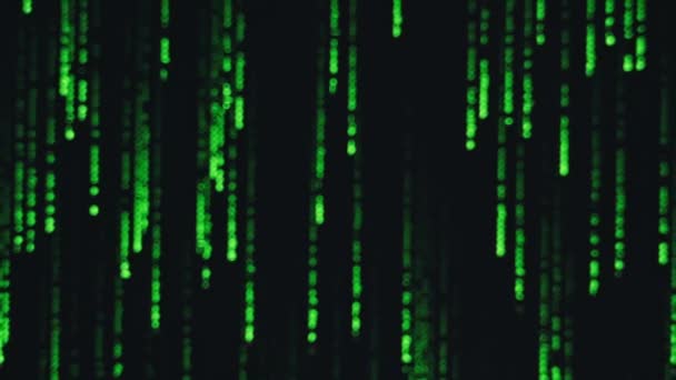 Matrix Code Rain Background Green Digits Screen Binary Data Decryption — Stock Video