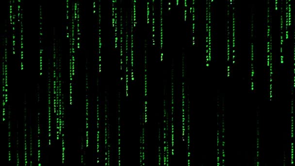 Matrix Achtergrond Groene Digitale Regen Monitor Scherm Close Gloeiende Cijfers — Stockvideo