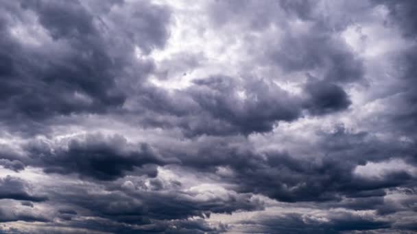 Storm Clouds Move Sky Timelapse Background Gray Cumulus Thick Rain — Stock Video