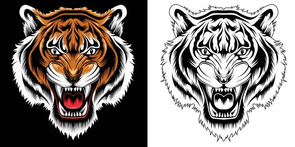 Angry Tiger Head Vector Illustration — стоковый вектор