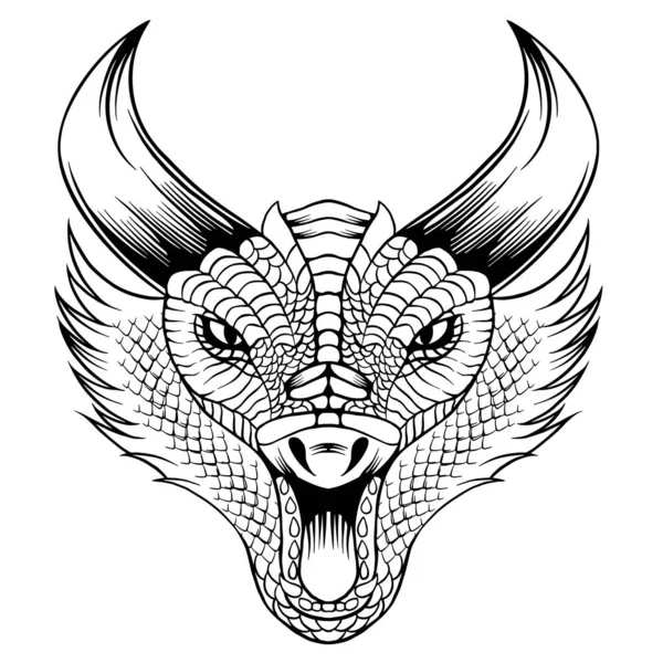 Vector Dragon Head Mascot Angry — Stock vektor