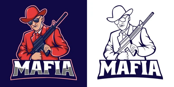 Mafia Sniper Esport Logo Design — Stockvektor