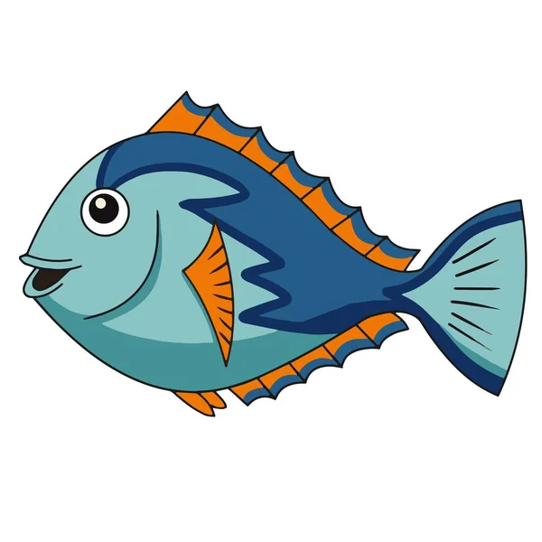Blue Tang Fish Illustration White Background — Stock Vector