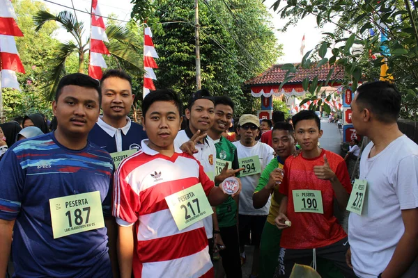 Jakarta Indonesia 2018 Enthusiastic People Take Part Inter Village Marathon — Foto Stock