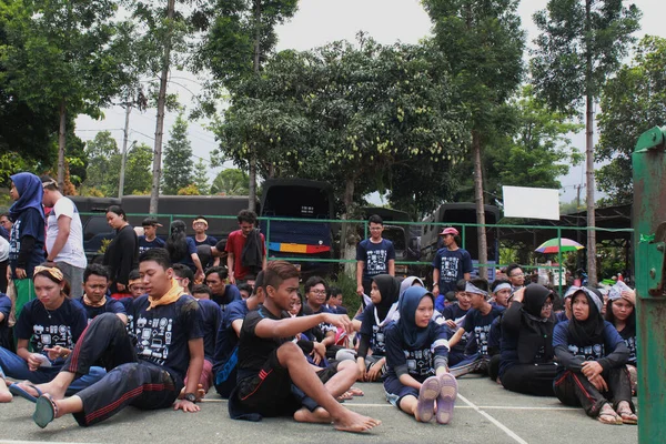 Bogor Indonesië 2018 Studenten Die Rusten Deelname Aan Een Wedstrijd — Stockfoto