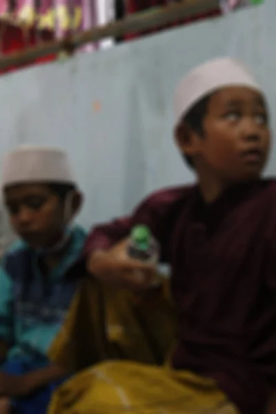 Jacarta Indonésia 2021 Resumo Desfocado Fundo Expressão Menino Que Participa — Fotografia de Stock