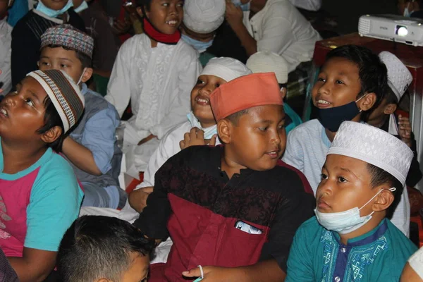 Jakarta Indonesië 2021 Uitdrukkingen Van Kinderen Die Viering Van Mohammeds — Stockfoto
