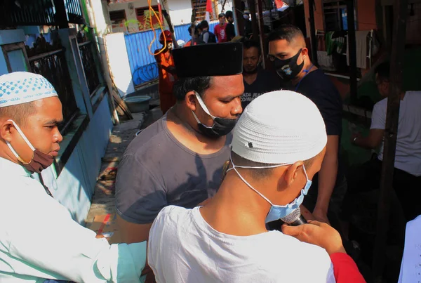 Jacarta Indonésia 2020 Muçulmanos Que Estão Comemorando Eid Adha Dia — Fotografia de Stock