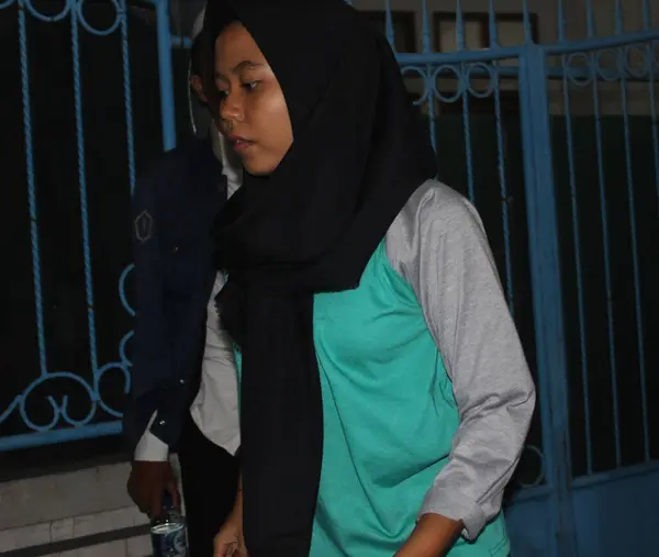 Jakarta Indonésie 2018 Expression Une Femme Portant Hijab Lors Célébration — Photo