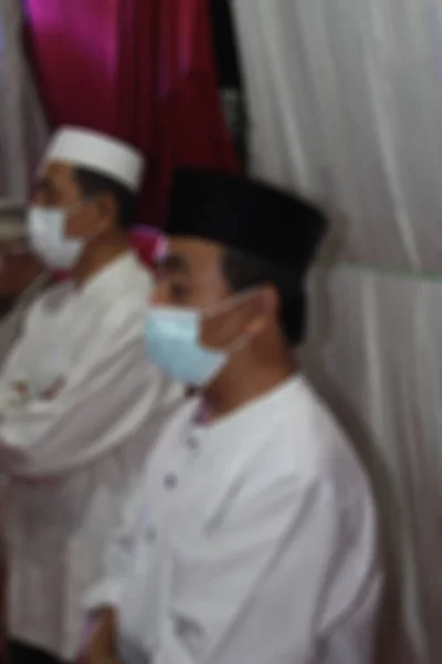Jacarta Indonésia 2021 Fundo Desfocado Abstrato Homem Que Usa Uma — Fotografia de Stock