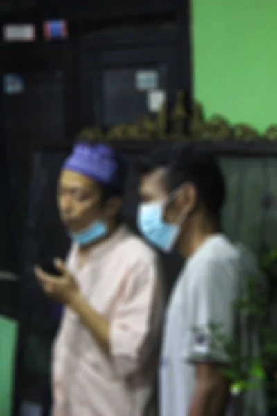 Jacarta Indonésia 2021 Resumo Desfocado Fundo Homens Que Comunicam Monitoram — Fotografia de Stock