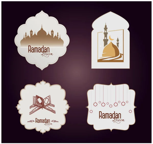 Ramadan Kareem Kartka Ikonami Islamu Ilustracja Wektora — Wektor stockowy