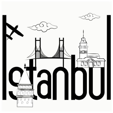 Londra şehrinin ufuk çizgisi vektör çizimi