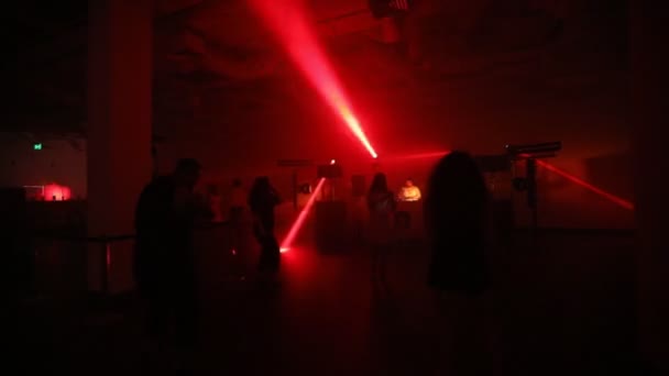 나이트 클럽에서 불을밝히고 사람들의 실루엣 — 비디오