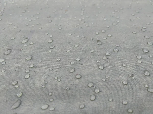 Gray Fabric Dew Drops Gray Water Repellent Fabric Furniture Clothing — Stock Photo, Image