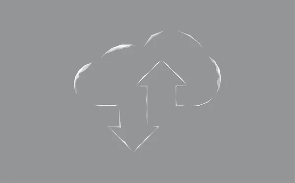 云技术 矢量图解 在灰色背景上有上下两面箭头的线框云存储标志 云计算 数据中心 未来基础设施 数字人工智能 — 图库矢量图片