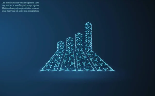 Izgara ve noktalardan oluşan büyüme grafiği vektör görüntüsü. İş illüstrasyonu - grafikler, büyüme konsepti, iş geliştirme. Koyu mavi arkaplandaki bir iş grafiğinin vektör çizimi.