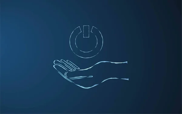 Güç düğmesinin vektör illüstrasyonu. Enerji, elektrik teknolojisi konsepti. Izgara ve noktalardan yapılmış güç düğmesi simgesi.