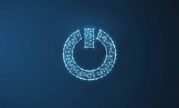  Güç düğmesinin vektör illüstrasyonu. Enerji, elektrik teknolojisi konsepti. Izgara ve noktalardan yapılmış güç düğmesi simgesi.