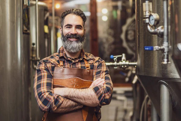 Portrait Man Who Working Craft Beer Factory Small Family Business — Foto de Stock