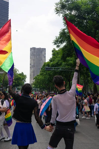 Mexico City Června 2022 Návštěvníci Držící Ruce Mávají Návrat Homosexuálního — Stock fotografie