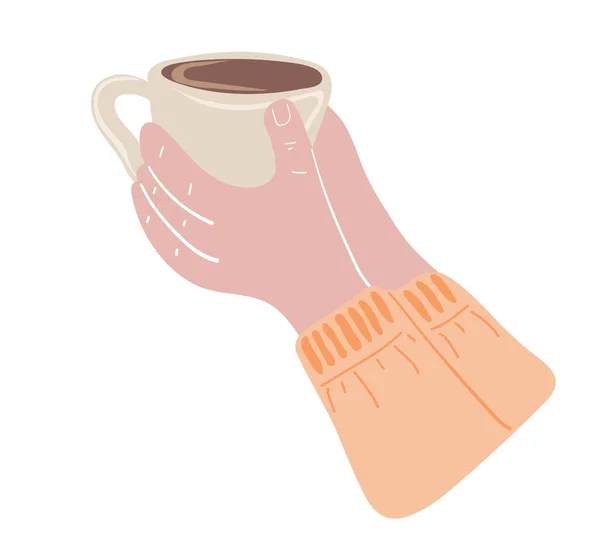 Mãos Segurar Uma Chávena Café Amante Café Conceito Coffee Break —  Vetores de Stock