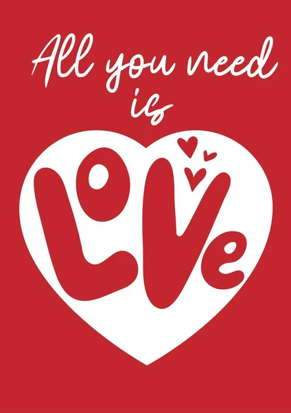 Todo Que Necesitas Amor Cartel Del Día San Valentín Tarjeta — Vector de stock
