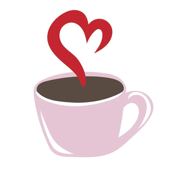 ハート型のアロマスチームコーヒーの手描きカップ — ストックベクタ