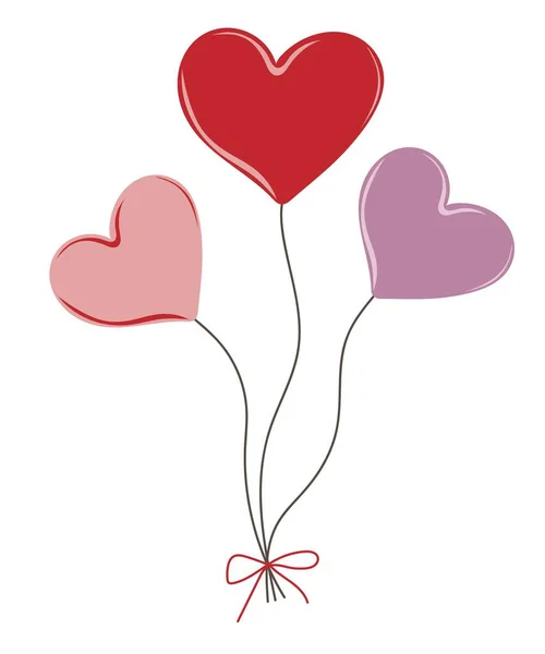 Handgezeichnete Herzförmige Luftballons — Stockvektor