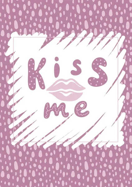 Embrassez Moi Texte Des Lèvres Sur Fond Motif Abstrait — Image vectorielle